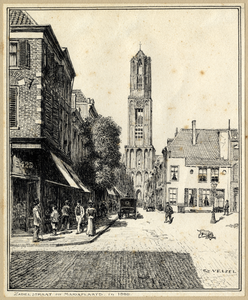 800269 Gezicht vanaf de Mariaplaats in de Zadelstraat te Utrecht.